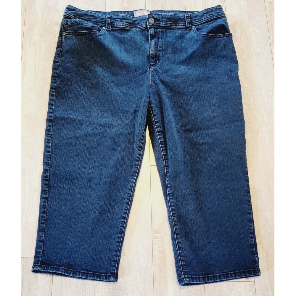 Chico's 3 So Slimming Capri Jeans Med Wash Blue Denim XL 16 Wide Leg - Picture 3 of 9